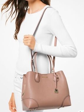 Michael Kors Mercer Gallery Medium Grained Leather Tote Blush